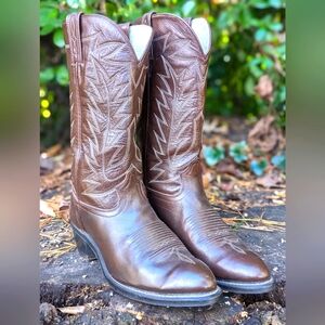 Vintage Vulcan Dark Brown Leather Cowboy Boots 10M